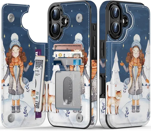 Vista 94 de LETO para iPhone 15 Pro Funda tipo cartera - Tapa tipo folio con patada - Diseños de moda - Tarjetero - Funda protectora para mujeres y niñas - 6.1