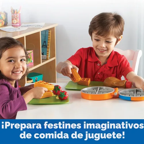 Vista 2 de Learning Resources New Sprouts Waffle Time - Juguetes de Cocina de Comida de Juego de Simulación para el Desayuno, Juego Educativo Montessori