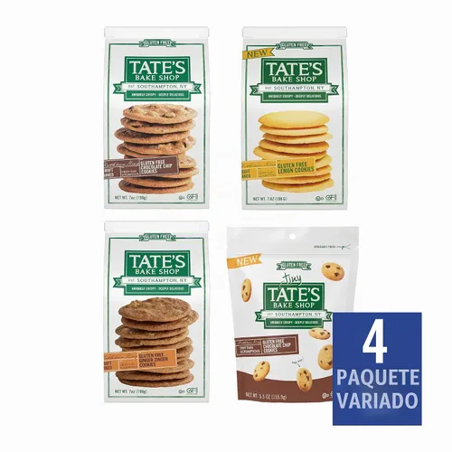 Vista 3 de Tate's Bake Shop Paquete variado de galletas sin gluten, limón, jengibre, chispas de chocolate y pequeñas galletas con chispas de chocolate, 4 bolsas