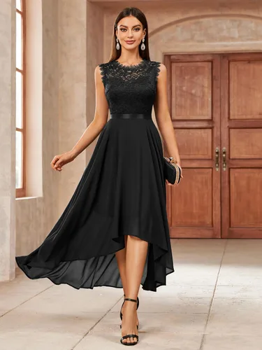 Vista 3 de Miusol Vestido largo formal de dama de honor estilo retro con encaje para mujer