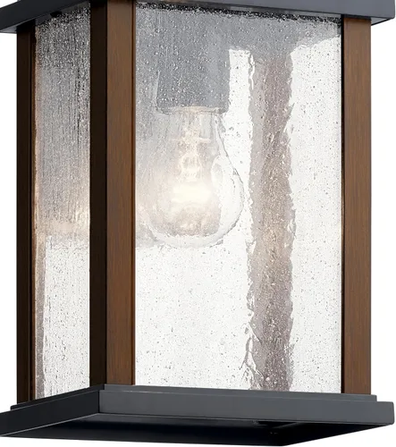 Vista 4 de Kichler Marimount - Lámpara de pared para exteriores de 12.75 pulgadas en color negro, aplique de pared exterior de 1 luz con vidrio acanalado