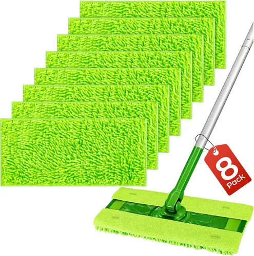 Vista 9 de FIXSMITH Almohadillas reutilizables para mopa compatibles con Swiffer Sweeper y todas las trapeadoras planas de 10 a 12 pulgadas, paquete de 8