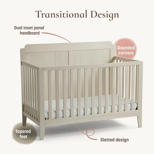 Vista 5 de Little Seeds Cuna convertible 6 en 1 Sprig, Whitewash Natural Blanqueado Natural