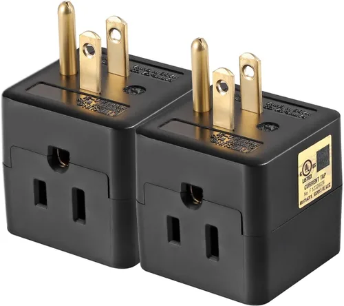 Vista 8 de Adaptador de pared de 3 tomas de corriente, extensor de enchufe de 3 clavijas con certificación UL, 125 V, 1875 W, enchufe de pared de 3 vías