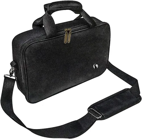 Vista 3 de Red Suricata Hielera delgada aislada, ultrafina, plana, pequeña bolsa de almuerzo para 10 latas de bebidas, 2 paquetes de hielo reutilizables Negro