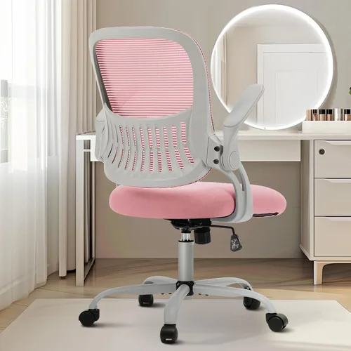 Vista 21 de Sweetcrispy Silla ejecutiva de gestión de oficina en casa, silla ergonómica de malla ajustable giratoria de escritorio para computadora con soporte