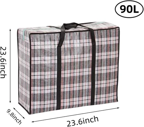 Vista 2 de Bolsas de mudanza grandes resistentes, bolsas de almacenamiento grandes de 90 L con cremallera duradera, bolsas resistentes al agua, bolsa