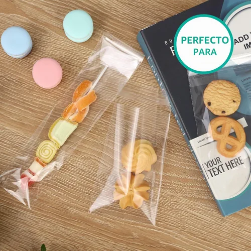 Vista 5 de iMailer - Paquete de 500 - Bolsas de celofán para dulces de 3" x 5" con autosellado - Pequeñas bolsas de plástico de polietileno para panadería