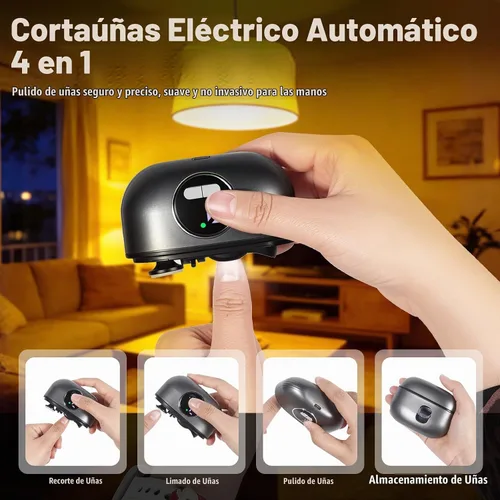 Vista 6 de Cortaúñas eléctrico para personas mayores, cortaúñas automático Negro