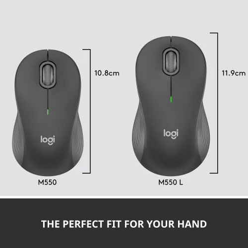 Vista 3 de Logitech Signature M550L - Mouse inalámbrico de tamaño estándar, clic silencioso, conexión Bluetooth o USB, compatible con Windows, MacOS, Linux
