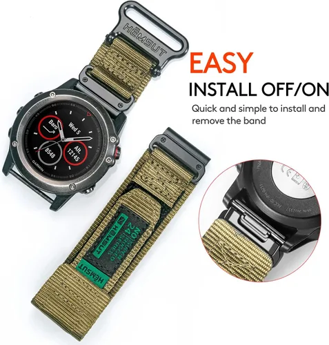 Vista 4 de Compatible con la Correa de Reloj Garmin, Correa Deportiva de Nylon Super Resistente con Diseño de Bucle Tejido