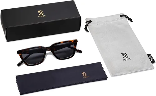 Vista 6 de SOJOS Gafas de sol polarizadas angostas cuadradas Cateye para mujer, gafas de conducción retro de moda SJ2169