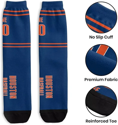 Vista 3 de Calcetines casuales deportivos personalizados, 1 par, añade nombre y número personalizados, regalos para fanáticos del béisbol, hombres y mujeres
