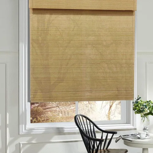 Vista 14 de Cortinas romanas de madera para ventana, cortinas de bambú opacas forradas, fácil instalación para el hogar y el jardín, patrón 1
