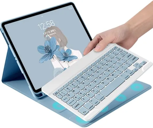 Vista 14 de Teclado a color para Galaxy Tab S6 Lite de 10.4 pulgadas 2024/2022/2020 Funda de teclado Bluetooth desmontable extraíble con Bluetooth, color negro