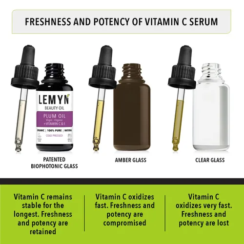Vista 6 de Lemyn Organics Aceite facial de grano de ciruela, sobrealimentado con vitamina C y E, recién hecho, hidratación y brillo lujosos, orgánico
