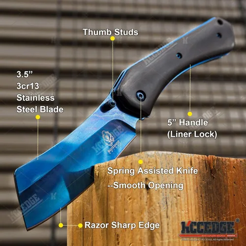 Vista 2 de KCCEDGE BEST CUTLERY SOURCE EDC - Cuchillo de bolsillo para camping, accesorios de navaja de afeitar de borde afilado, cuchillo plegable