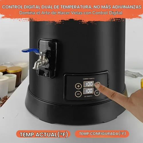 Vista 5 de Leerie D15 - Derretidor de cera comercial digital de 30 libras para hacer velas, olla de fusión de cera de vela grande con control preciso