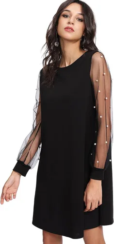 Vista 4 de DIDK - Vestido estilo túnica de manga larga de malla para mujer