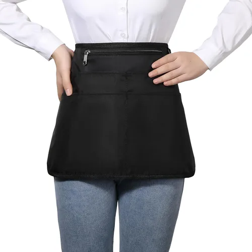 Vista 3 de Delantal de peluquero con 6 bolsillos, delantal impermeable y a prueba de decoloración para hombres y mujeres, delantal de peluquería