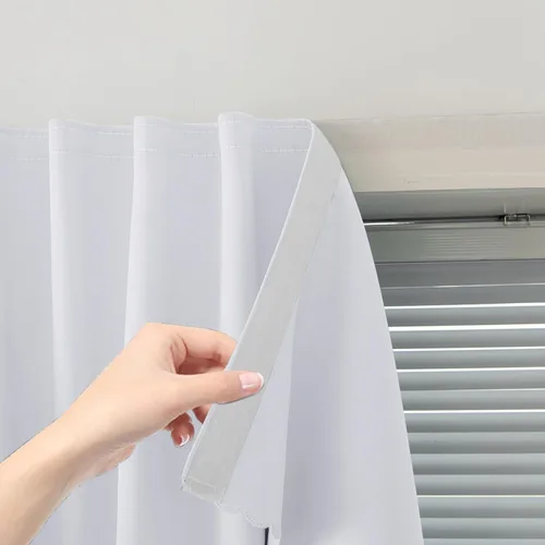 Vista 19 de Cortinas opacas con cinta autoadhesiva, sin barra, sin taladro, cubierta de ventana fácil de instalar para dormitorio, cocina, dormitorio, 34