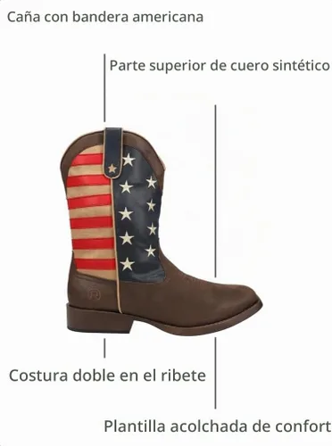 Vista 3 de Roper American Patriot Western Boot - 09-020-1902-0380 Br Azul