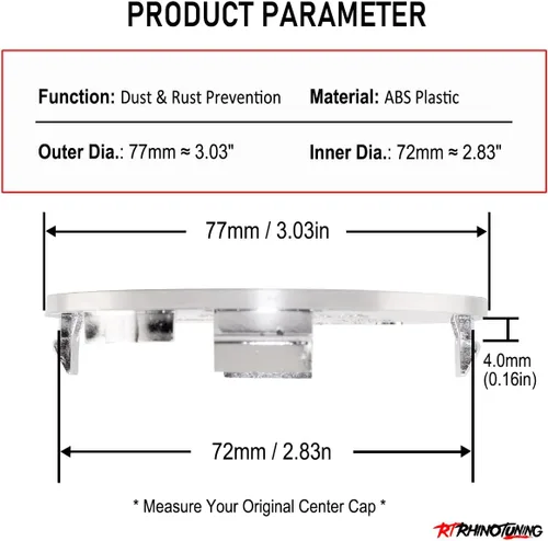 Vista 2 de RTrhinotuning 4 piezas de tapas centrales de rueda cromadas de 3.03 pulgadas para llantas de 2015-2019 F150 2015-2018 Expedition, diámetro exterior