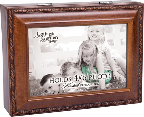 Vista 7 de Cottage Garden Personalizar con foto Cuerda de madera Trim Joyero Caja de música Plays You are My Sunshine
