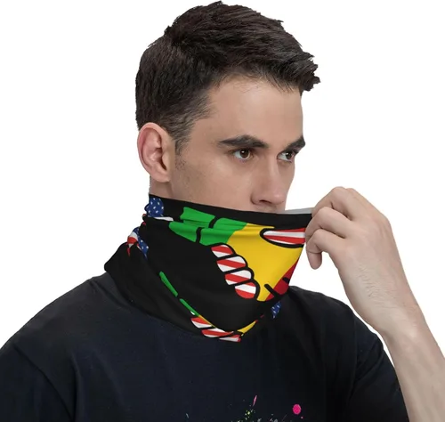 Vista 6 de Neck Gaiter Mali Malian American Flag USA Handshake Face Cover Scarf Uv Sun Protection Balaclava Head Mask for Men Women Fishing Mask Hiking Cycling