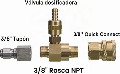 Vista 4 de M MINGLE Kit de inyector químico ajustable para lavadora a presión, inyector de jabón, conector rápido de 3/8 pulgadas