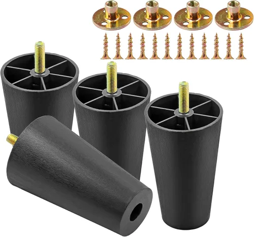 Vista 10 de 4 patas de sofá de plástico de 1-1/2 pulgadas con tuerca de placa, perno M8-1.25, ensanchar