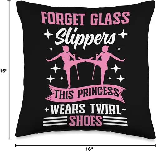 Vista 4 de Baton Twirler Majorettes Baton Twirling Girl Gifts Twirler Majorettes Wears Shoes Baton - Almohada giratoria, 16 x 16 pulgadas, multicolor