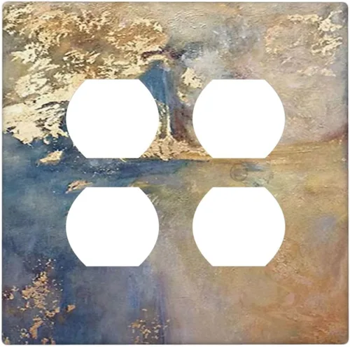 Vista 106 de Pintura al óleo de flores abstractas de 1 cuadrilla de interruptor de luz dúplex individual cubierta de salida placa de pared decorativa Placa