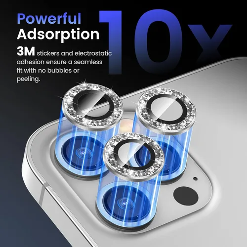 Vista 4 de Tensea Protector de lente de cámara compatible con iPhone 12 Pro Max, cubierta de vidrio templado de aleación de aluminio de metal, accesorios