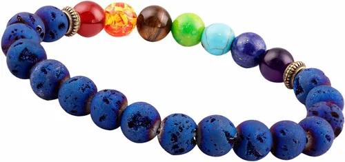 Vista 3 de Pulseras de cuentas tumeleluwa para mujeres y hombres, con revestimiento de titanio druzy, piedras semipreciosas para yoga y chakras