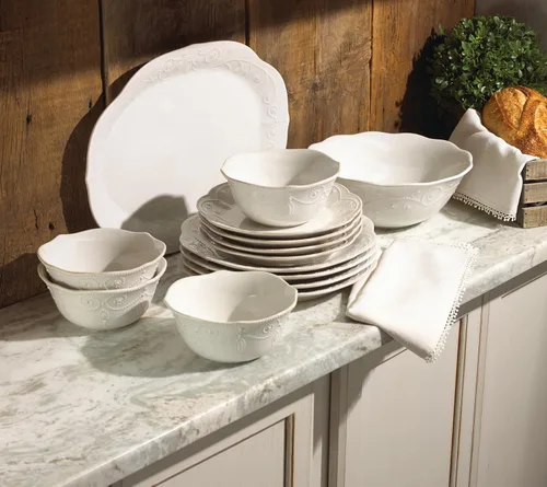 Vista 7 de Lenox French Perle - Juego de vajilla de 12 piezas, color blanco, con platos decorativos