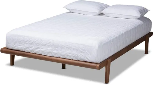 Vista 3 de Baxton Studio Kaia Mid-Century - Cama con plataforma de madera en color marrón nogal