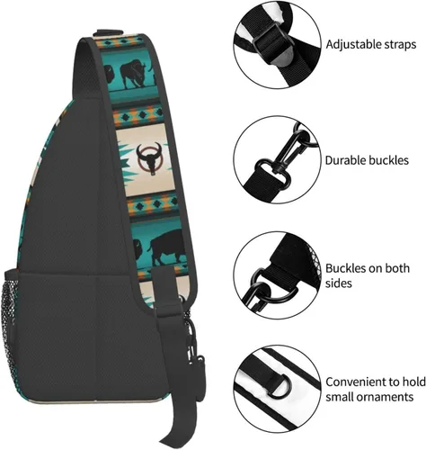 Vista 5 de MANQINF Native Casual Daypack Bag - Bolso de hombro nativo americano, bolso cruzado nativo, Nativo 01