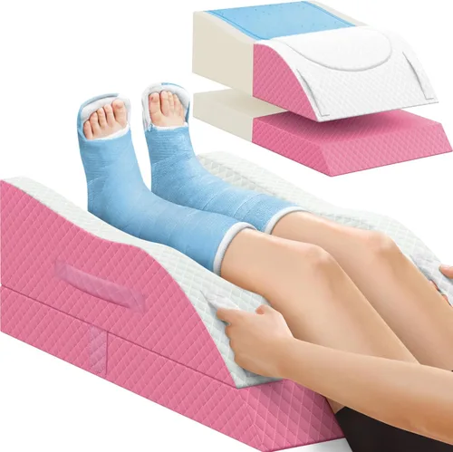 Vista 8 de CushZone Almohada para piernas, almohada de elevación de piernas con almohadilla y espuma viscoelástica, almohada de altura ajustable para piernas