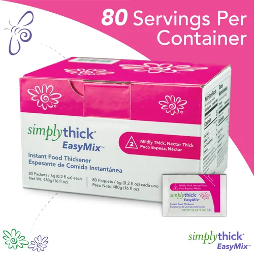 Vista 6 de SimplyThick EasyMix 80 unidades de paquetes individuales de 0.21 oz Espesante de gel para aquellos con disfagia y trastornos de deglución Crea