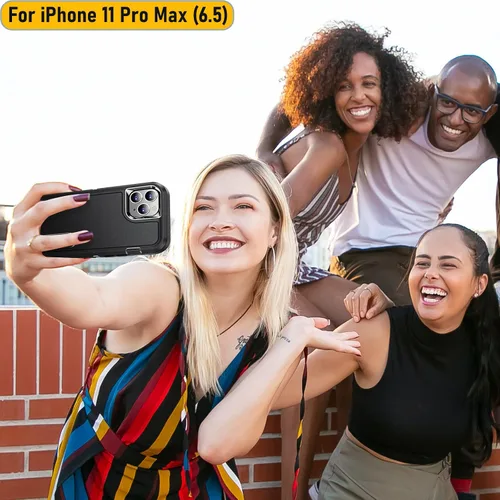 Vista 6 de La funda está especialmente diseñada para iPhone 11 Pro Max de 6.5 pulgadas, protección de cuerpo completo, resistente a los golpes, goma