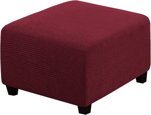 Vista 14 de Fundas otomanas cuadradas de jacquard, fundas otomanas plegables, protector de taburete de almacenamiento plegable, parte inferior elástica