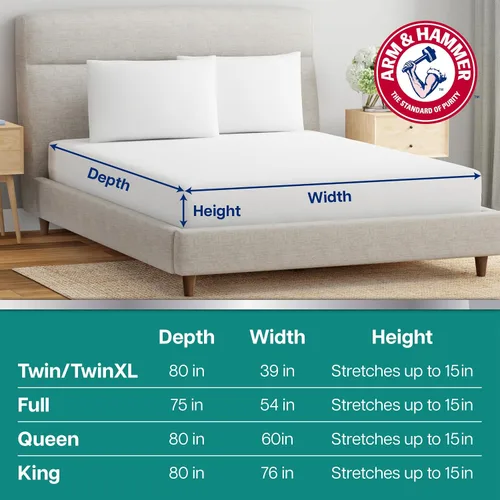 Vista 5 de Arm & Hammer Protector de colchón de rizo suave, impermeable, blanco, individual/individual XL