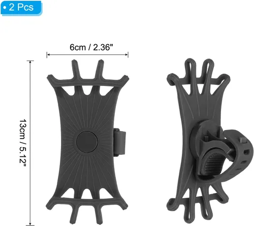 Vista 2 de PATIKIL 2 soportes de teléfono para bicicleta, rotación de 360°, de silicona, para teléfonos de 3 a 6.5 pulgadas, soporte de teléfono ajustable