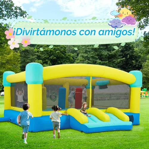 Vista 8 de Big Bounce House - Castillo inflable de rebote de 15 x 14.8 pies para niños de 3 a 12 años, casa hinchable para exteriores/interiores con soplador