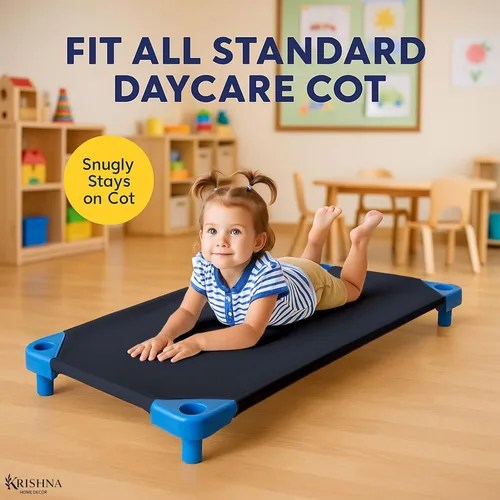 Vista 5 de KRISHNA Sábanas para cuna de guardería para niños pequeños y preescolares con bucles elásticos en las esquinas, suave y cómoda sábana de microfibra
