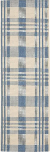 Vista 97 de SAFAVIEH Alfombra Lavable para Exteriores Colección Courtyard - 2'3" x 4', Beige y Azul, Patrón a Cuadros, No Desprende Pelusa y Fácil Limpieza