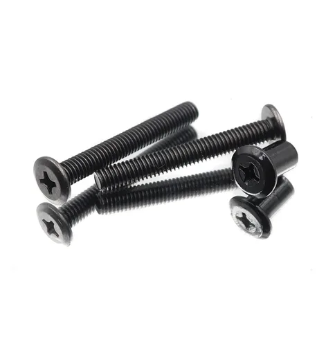 Vista 6 de Paquete de 10 tornillos de conexión Phillips M6 de 0.632 pulgadas, color negro, para muebles, camas y armarios