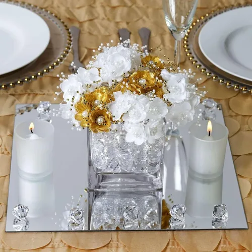 Vista 9 de Efavormart - Espejo cuadrado de cristal de 8 pulgadas, decoración de mesa para bodas, fiestas, centros de mesa, 6
