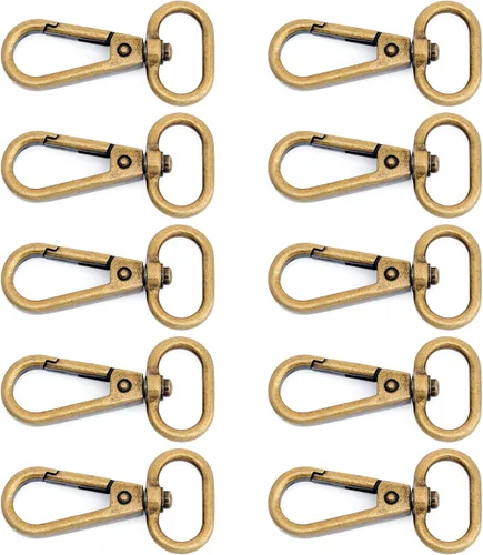 Vista 23 de CRAFTMEMORE Broches de langosta giratorios con gancho a presión, clips de moda, FS10, paquete de 10 (latón antiguo, 1 pulgada)